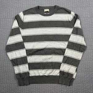 Y2K Sonoma Sweater Men Large Gray Brown Striped Lightweight Casual Preppy Knit